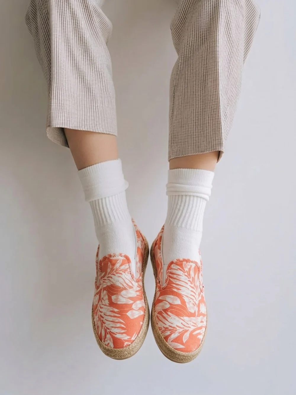 Vans Coral Tropical Floral Slip-On Espadrilles Sneakers Women's Size 10